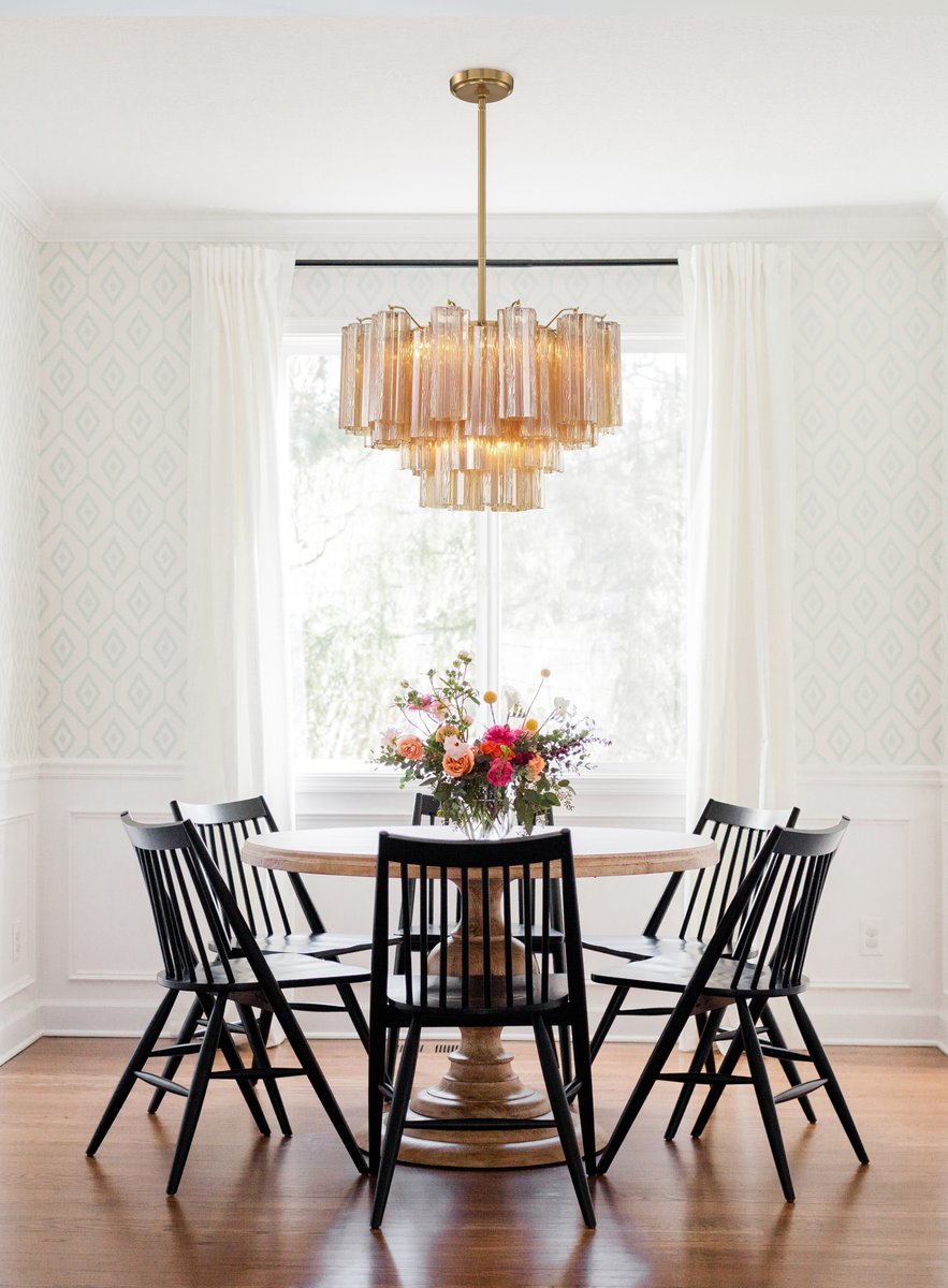 Lustra Murano Chandelier Glass Tube Layered Amber | Fioriscas