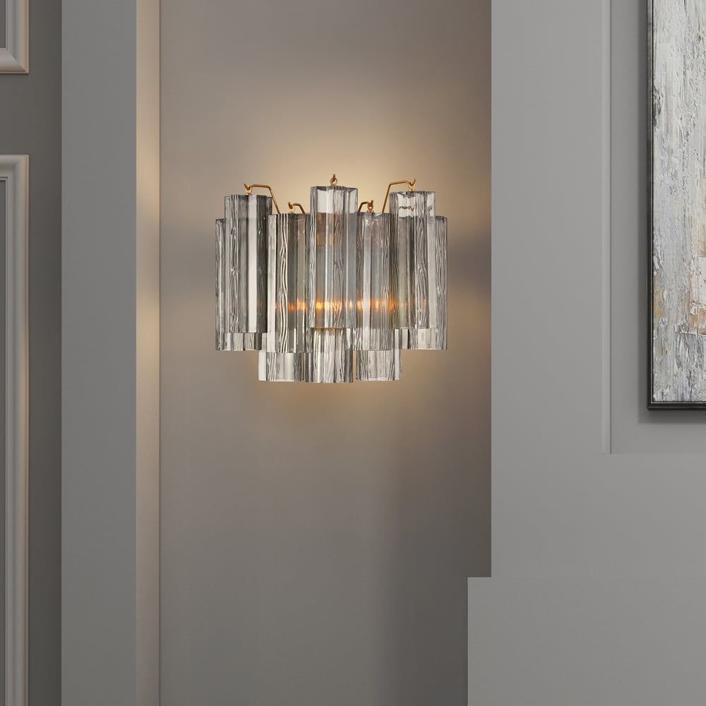 Aurora Wall Light Tronchi Glass Tube Tiered Amber Modern | Fioriscas