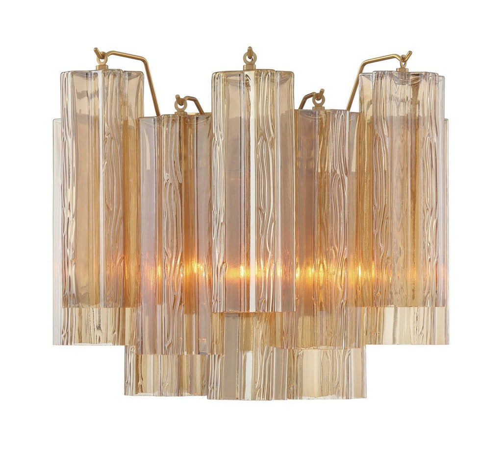 Aurora Wall Light Tronchi Glass Tube Tiered Amber Modern | Fioriscas