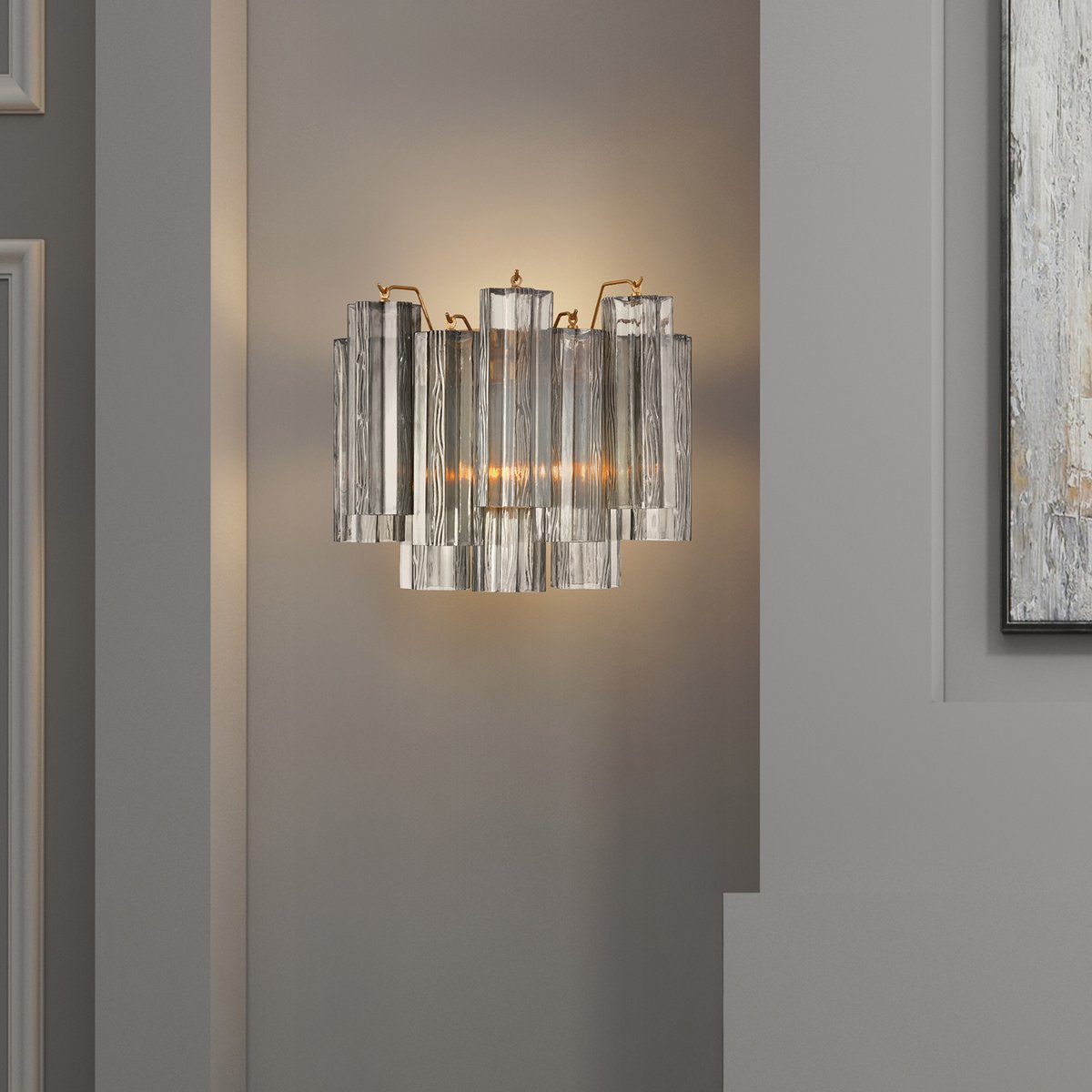 Aurora Wall Light Tronchi Glass Tube Tiered Amber Modern | Fioriscas