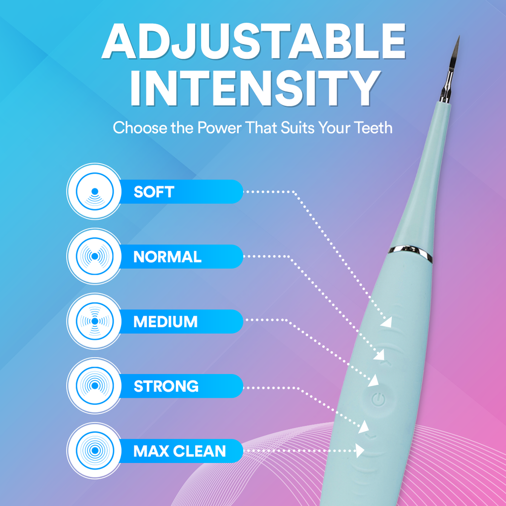 Ultrasonic Tooth Cleaner With Adjustable Sonic Vibration Settings
