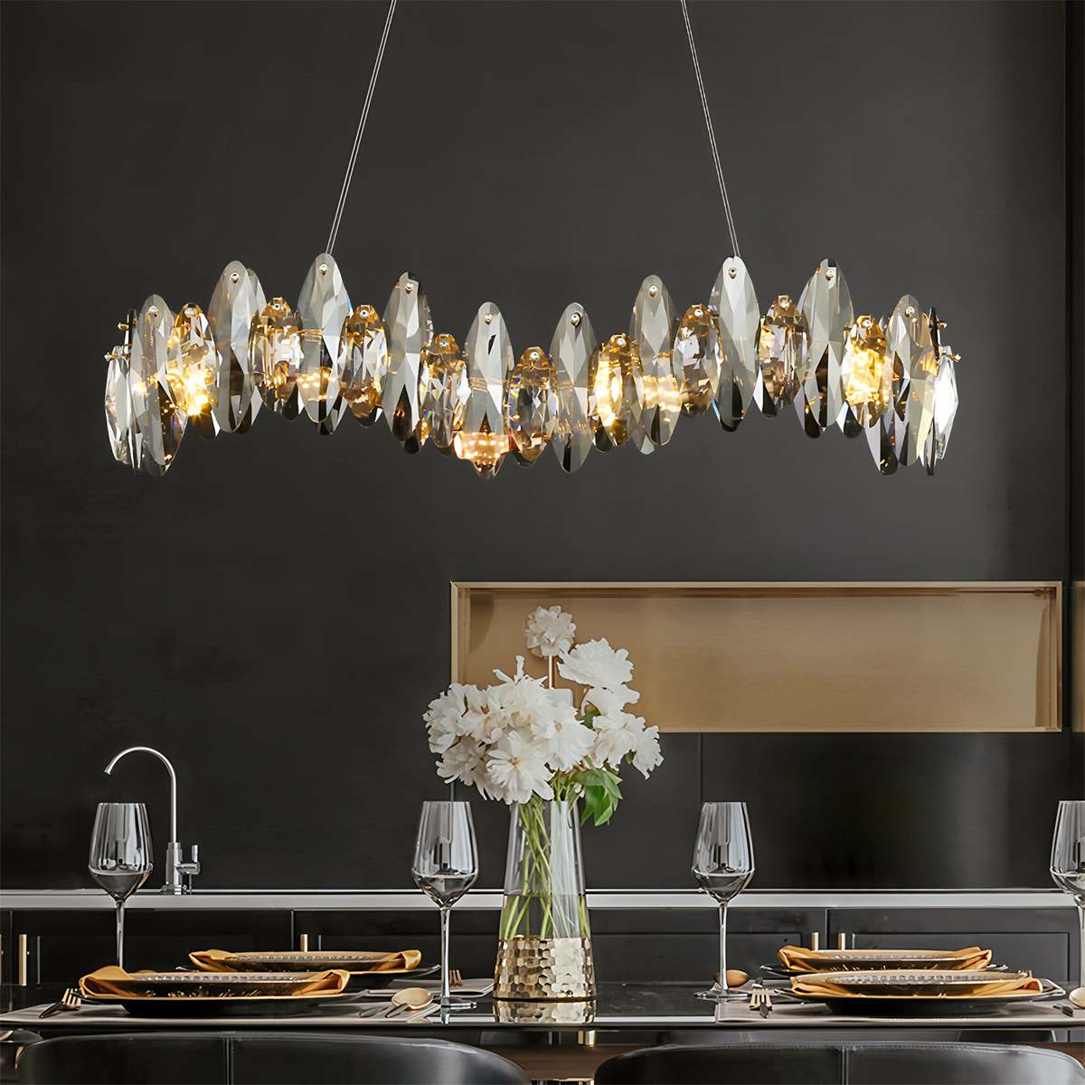 Lumina Crystal Cascade Chandelier for Glamorous Living Spaces