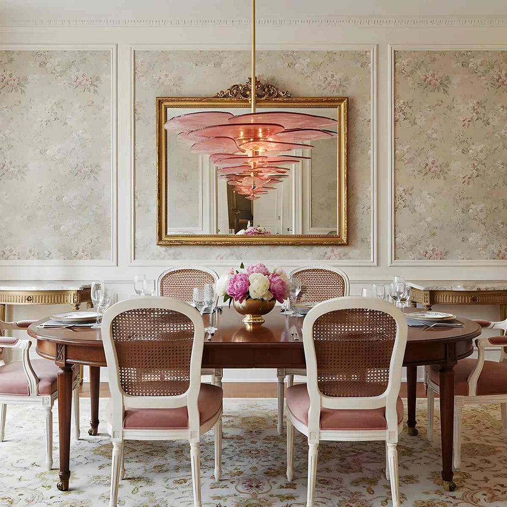 Elegant Emerald Murano Petal Chandelier With Gold Accents