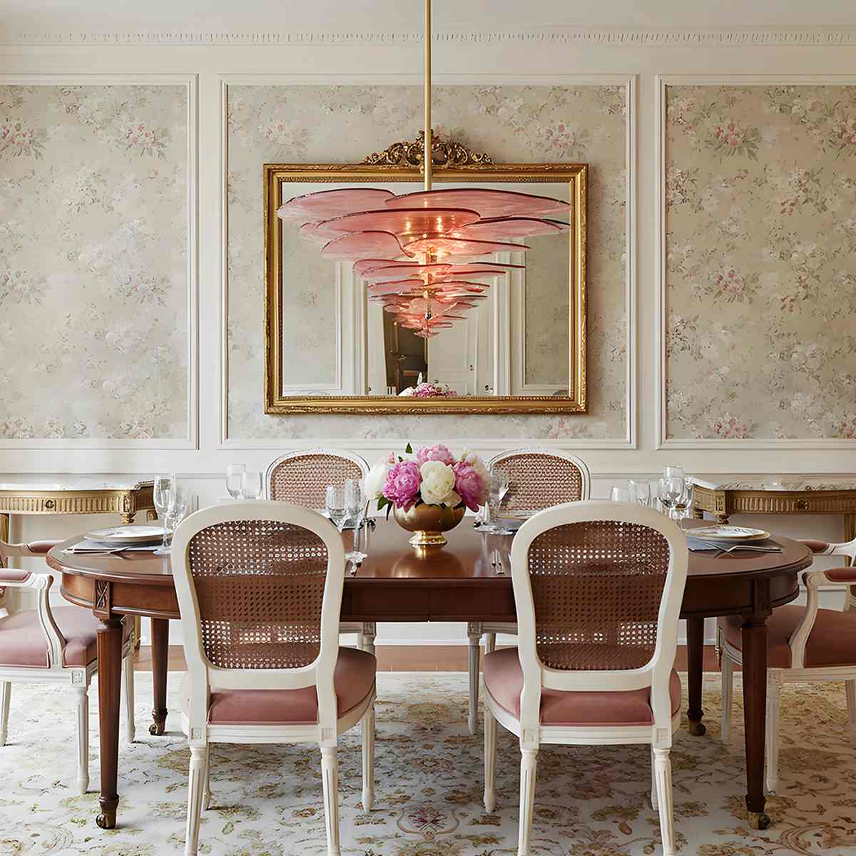 Elegant Emerald Murano Petal Chandelier With Gold Accents