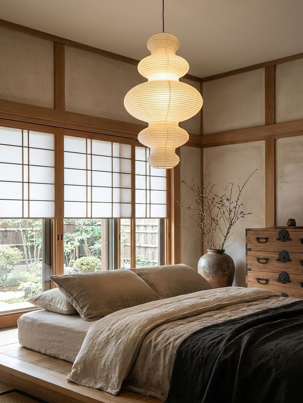 Luminous Rice Paper Pendant Lamp Sculptural Ceiling Light For Ambient Rooms