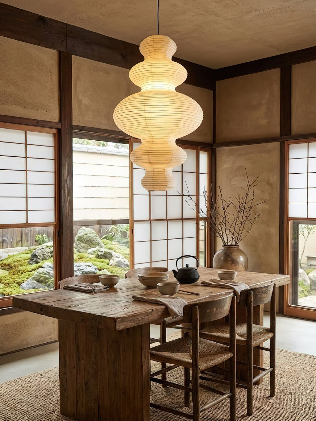 Luminous Rice Paper Pendant Lamp Sculptural Ceiling Light For Ambient Rooms