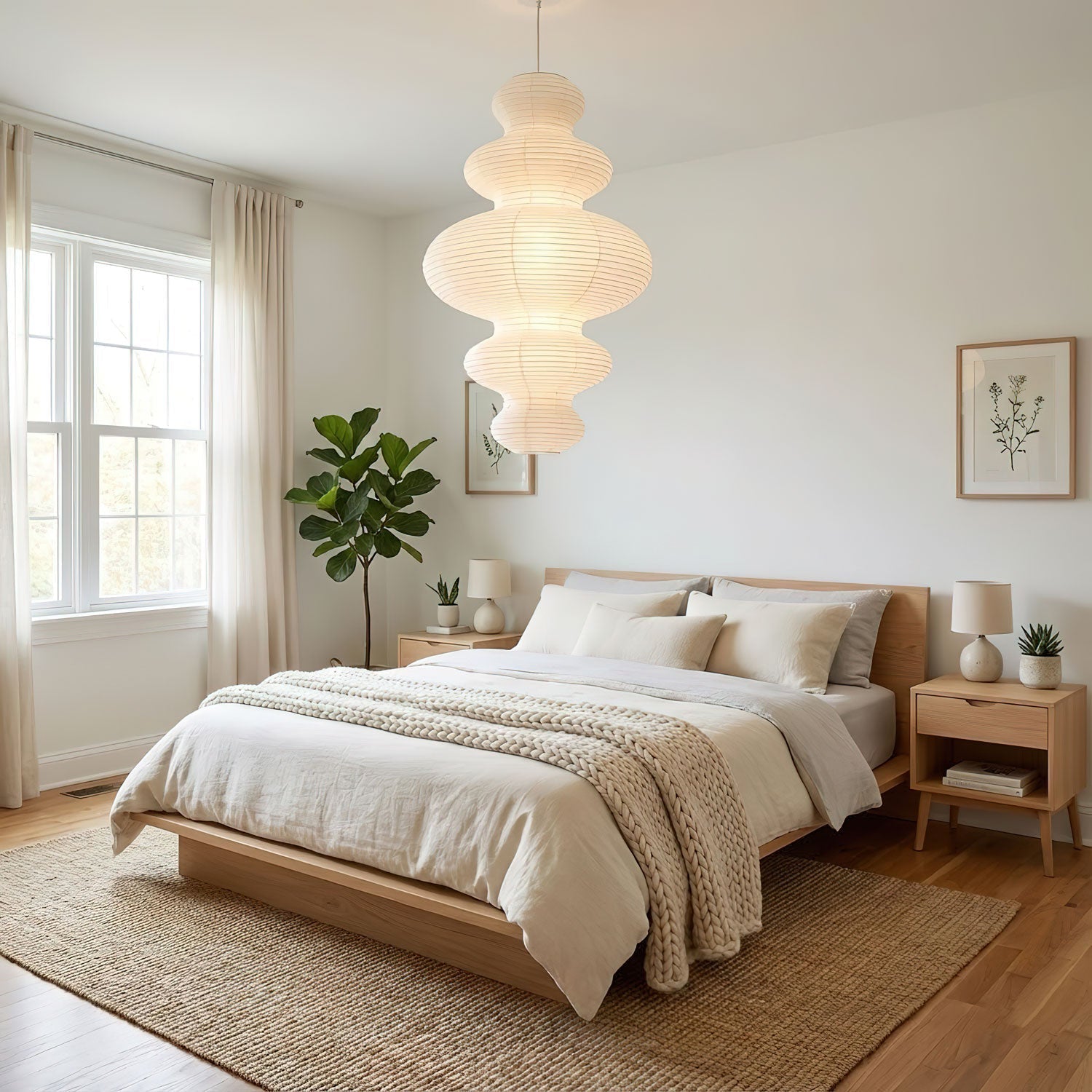 Luminous Rice Paper Pendant Lamp Sculptural Ceiling Light For Ambient Rooms