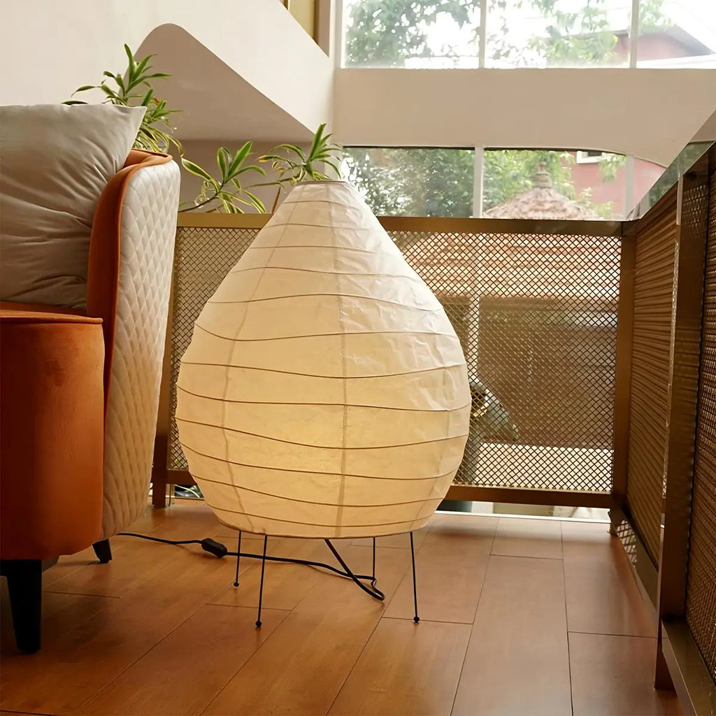 NoriGlow Rice Paper Table Lamp For Bedroom With Japanese Minimalist Glow
