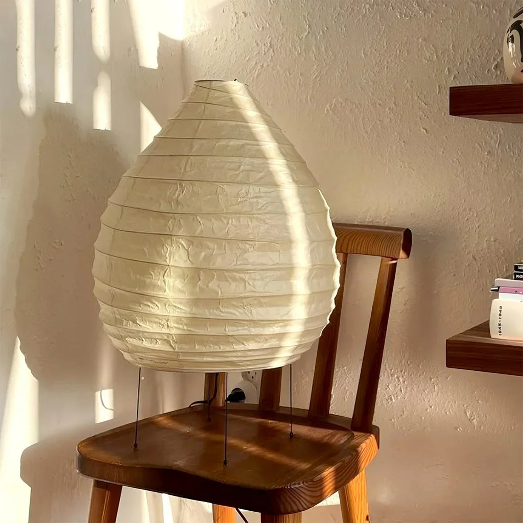 NoriGlow Rice Paper Table Lamp For Bedroom With Japanese Minimalist Glow