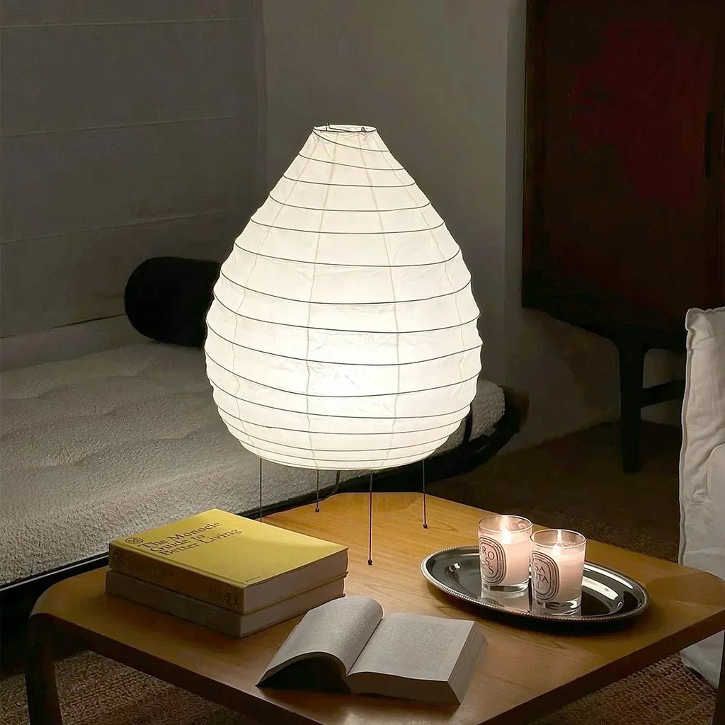 NoriGlow Rice Paper Table Lamp For Bedroom With Japanese Minimalist Glow