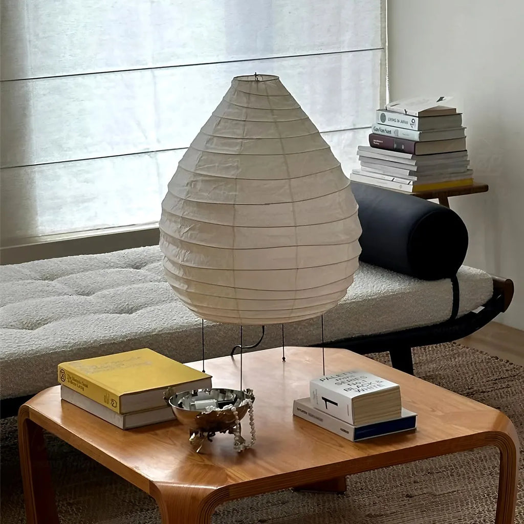NoriGlow Rice Paper Table Lamp For Bedroom With Japanese Minimalist Glow