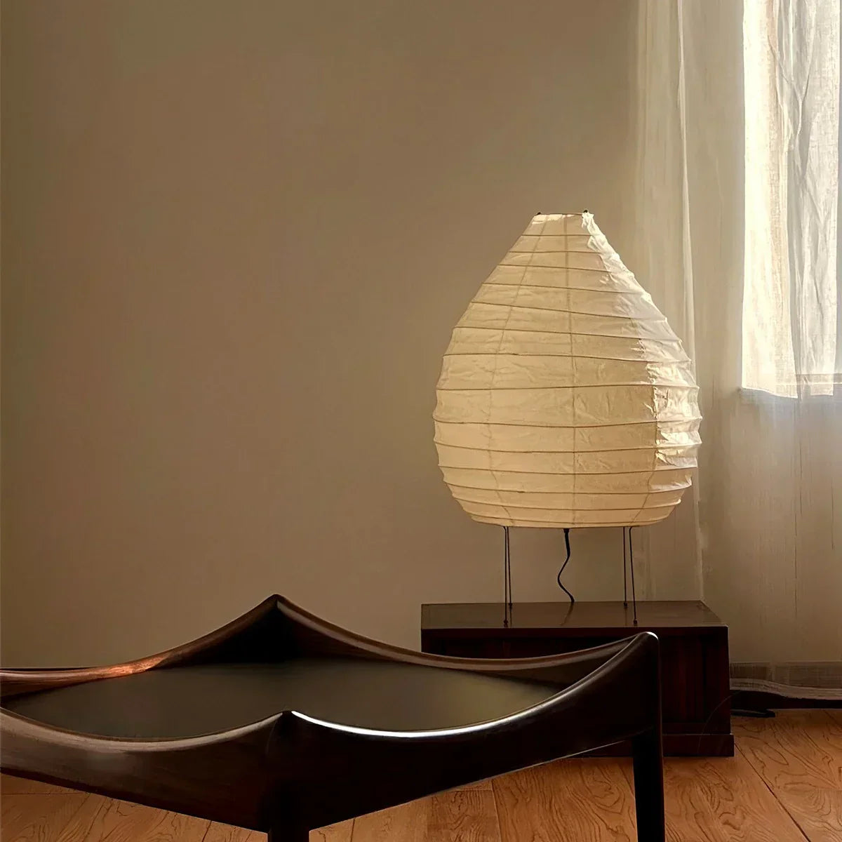 NoriGlow Rice Paper Table Lamp For Bedroom With Japanese Minimalist Glow