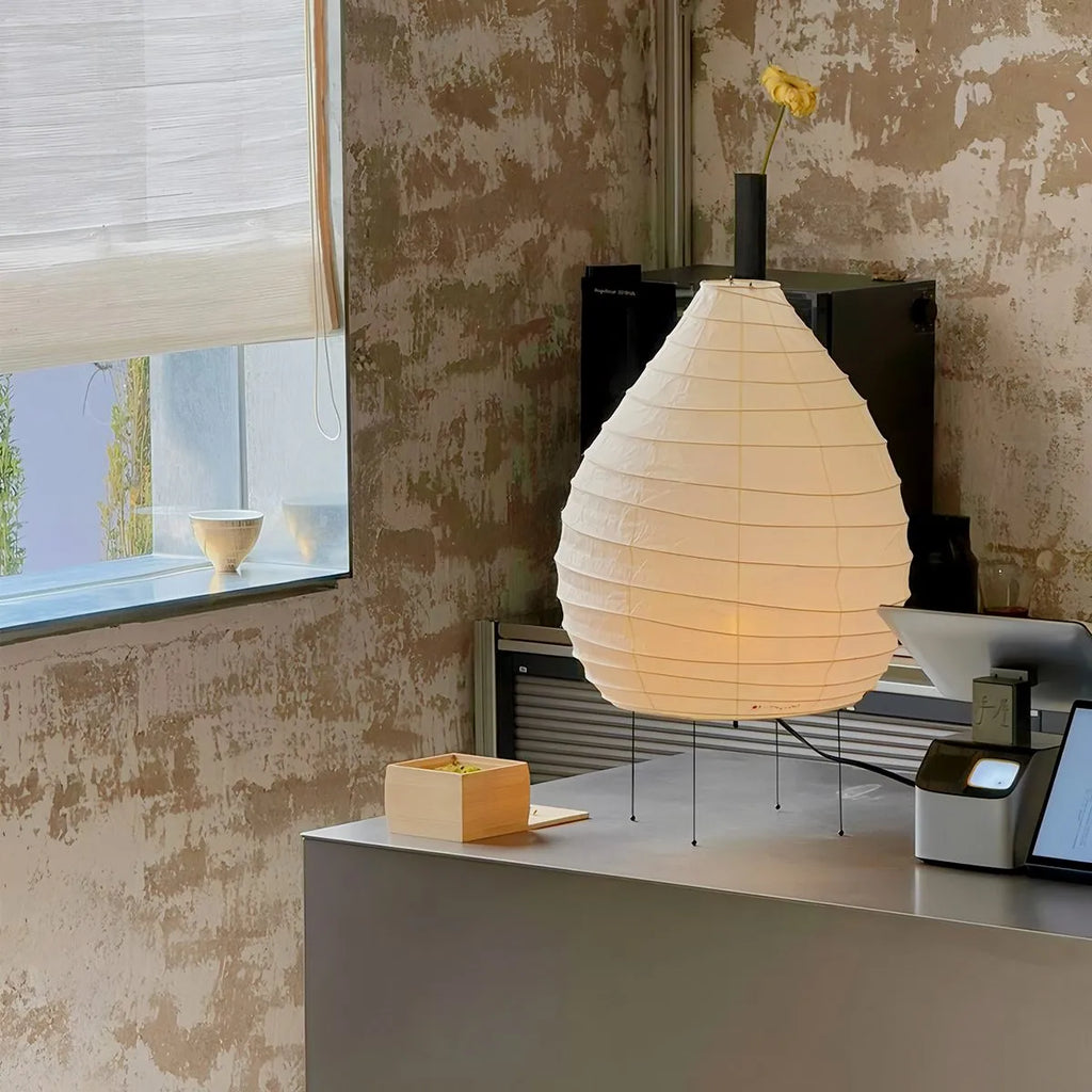 NoriGlow Rice Paper Table Lamp For Bedroom With Japanese Minimalist Glow