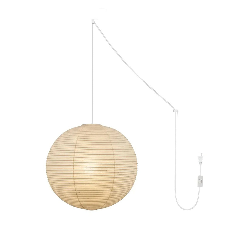 Lumiera Round Paper Lantern Swag Pendant Light White Wire Japanese Inspired Modernist