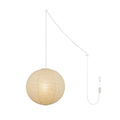 Lumiera Round Paper Lantern Swag Pendant Light White Wire Japanese Inspired Modernist