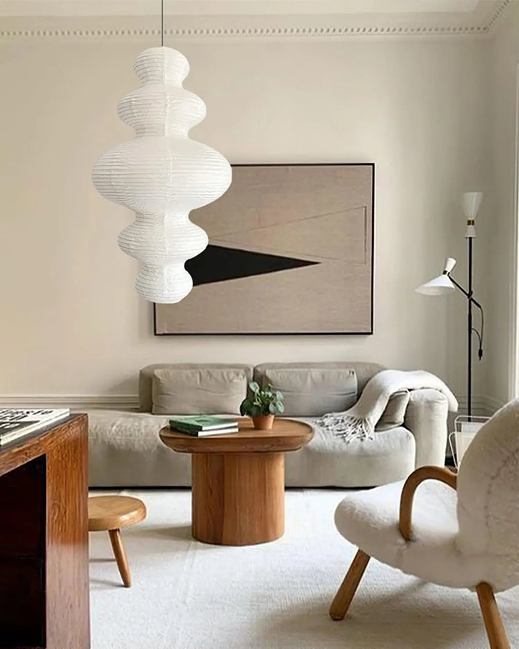 Luminous Rice Paper Pendant Lamp Sculptural Ceiling Light For Ambient Rooms