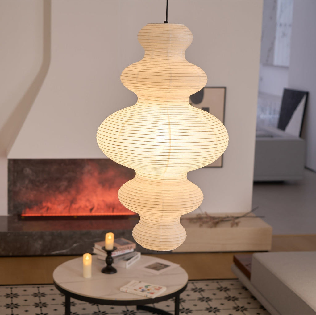 Luminous Rice Paper Pendant Lamp Sculptural Ceiling Light For Ambient Rooms