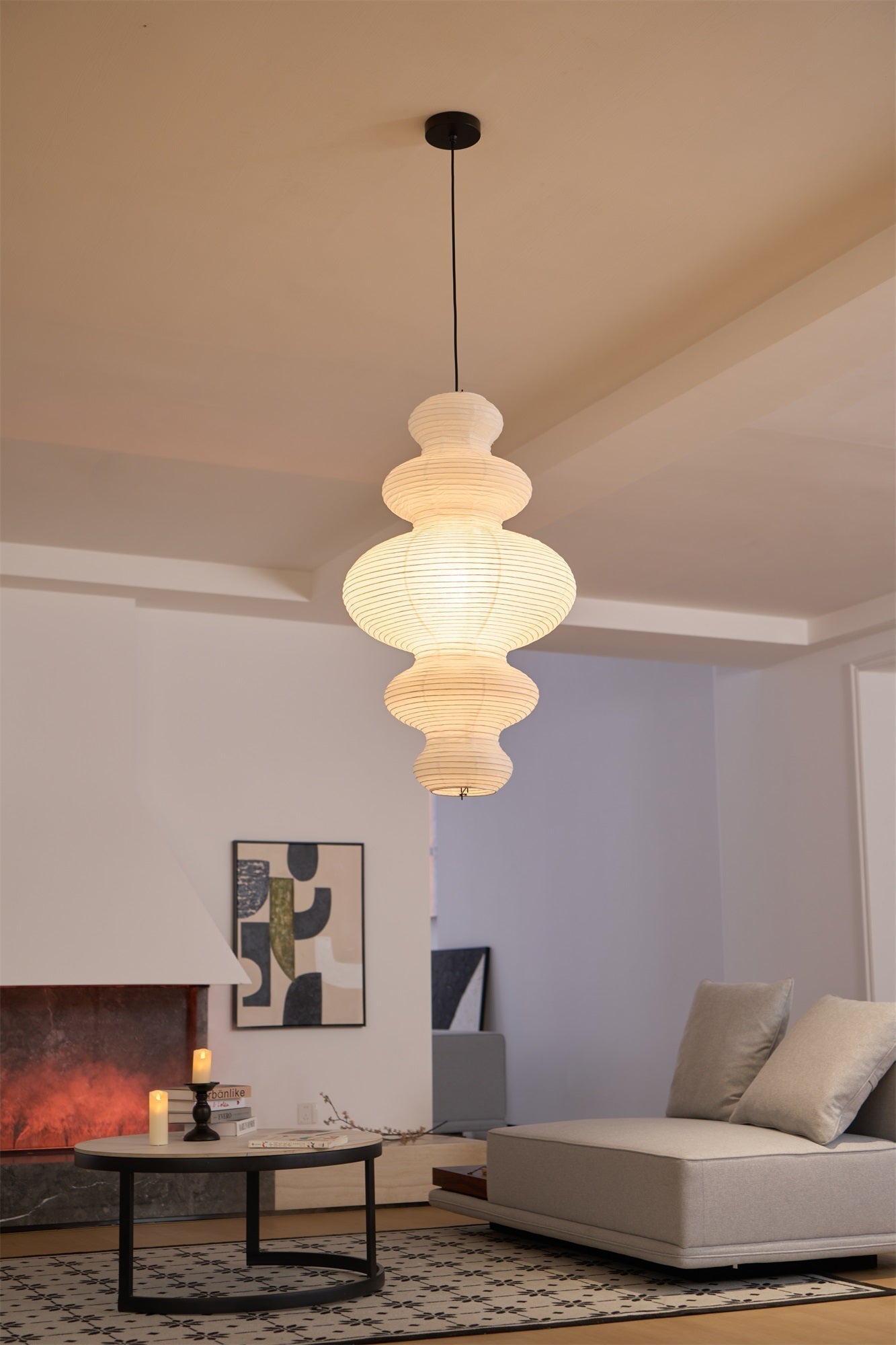 Luminous Rice Paper Pendant Lamp Sculptural Ceiling Light For Ambient Rooms