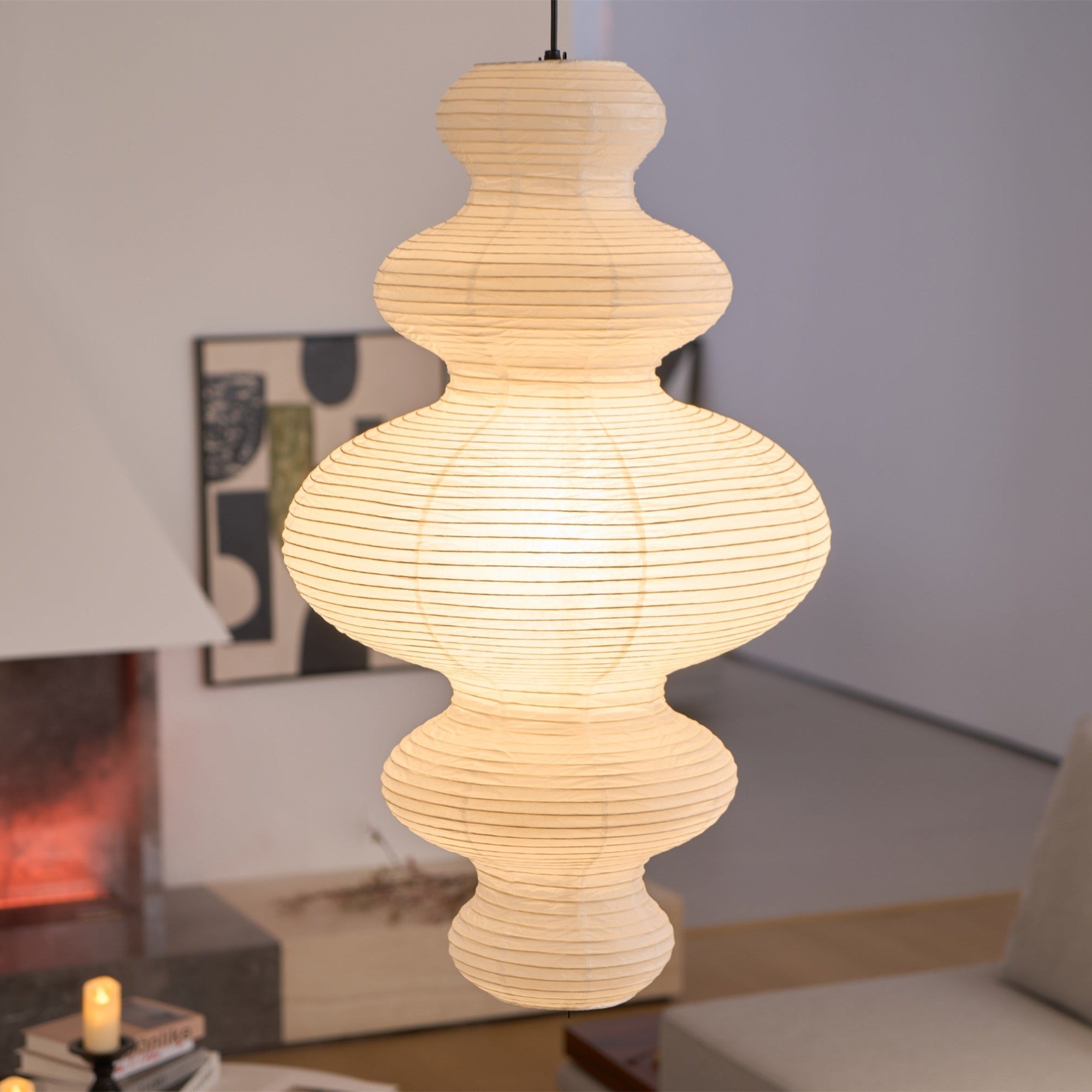 Luminous Rice Paper Pendant Lamp Sculptural Ceiling Light For Ambient Rooms