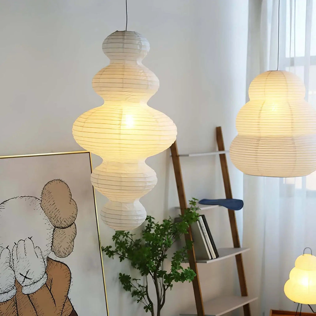 Luminous Rice Paper Pendant Lamp Sculptural Ceiling Light For Ambient Rooms