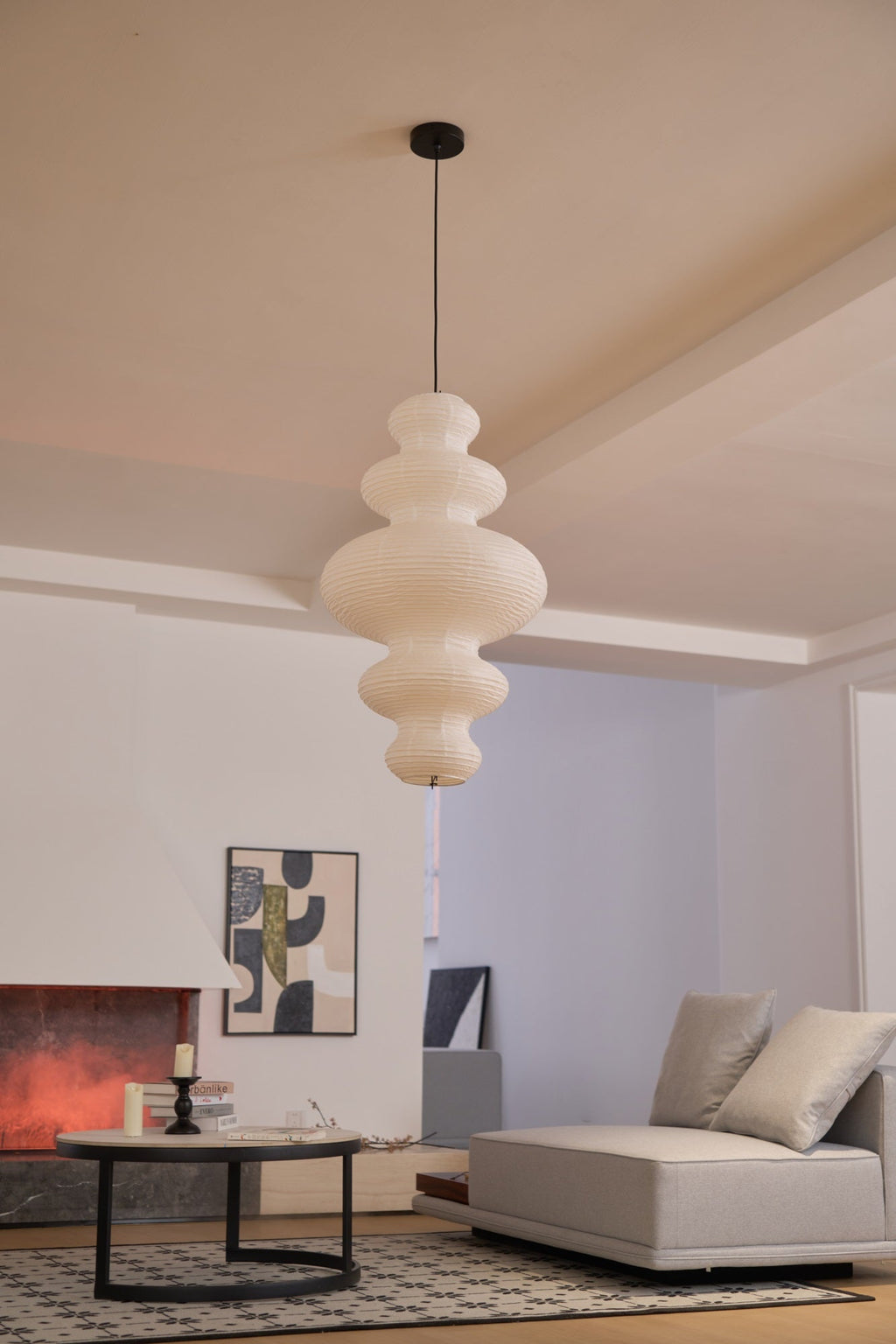 Luminous Rice Paper Pendant Lamp Sculptural Ceiling Light For Ambient Rooms