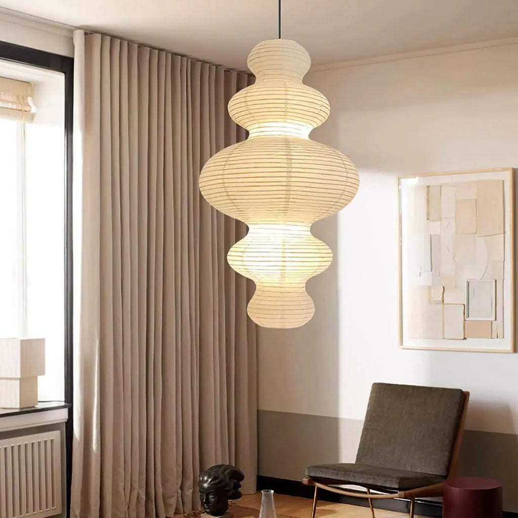 Luminous Rice Paper Pendant Lamp Sculptural Ceiling Light For Ambient Rooms