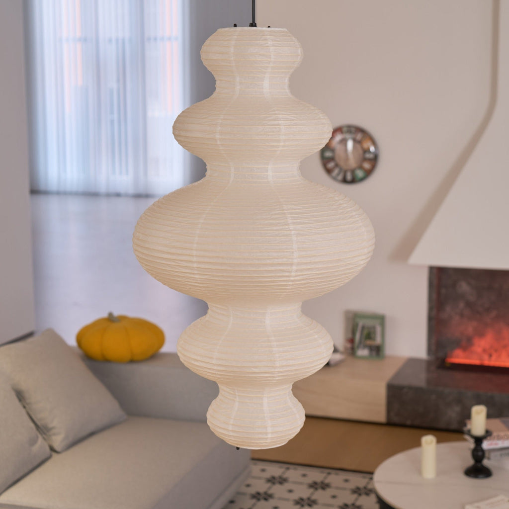 Luminous Rice Paper Pendant Lamp Sculptural Ceiling Light For Ambient Rooms