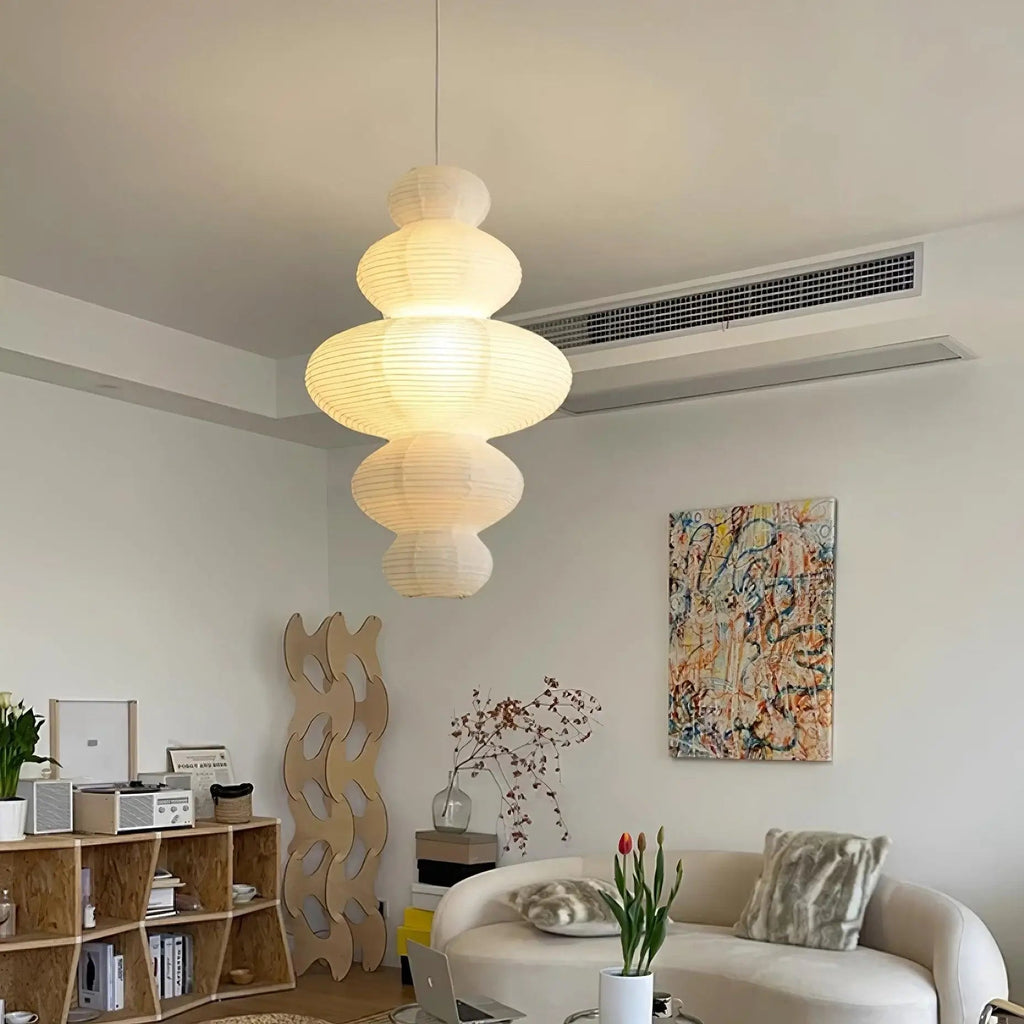 Luminous Rice Paper Pendant Lamp Sculptural Ceiling Light For Ambient Rooms