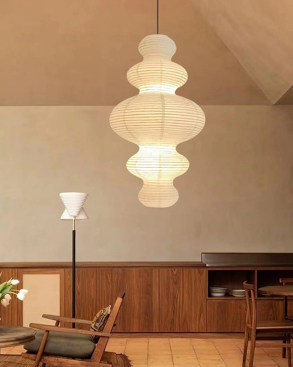Luminous Rice Paper Pendant Lamp Sculptural Ceiling Light For Ambient Rooms