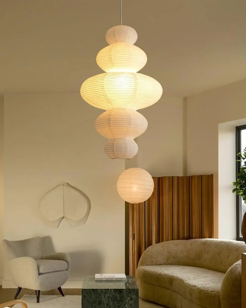 Luminous Rice Paper Pendant Lamp Sculptural Ceiling Light For Ambient Rooms