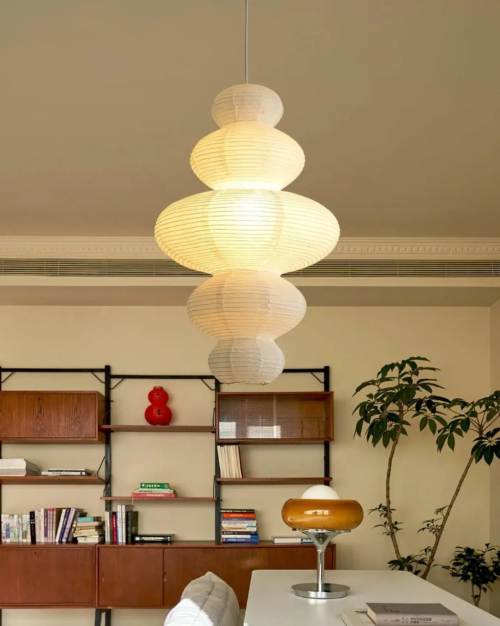 Luminous Rice Paper Pendant Lamp Sculptural Ceiling Light For Ambient Rooms