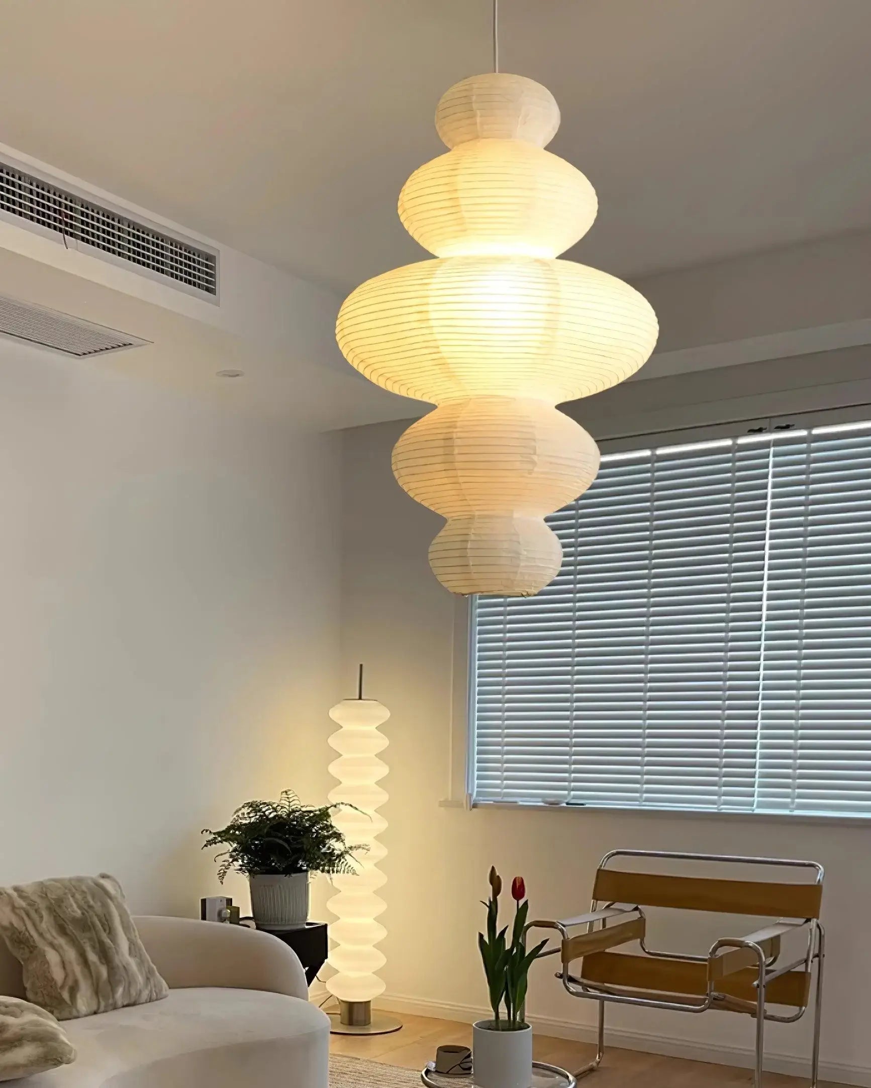 Luminous Rice Paper Pendant Lamp Sculptural Ceiling Light For Ambient Rooms