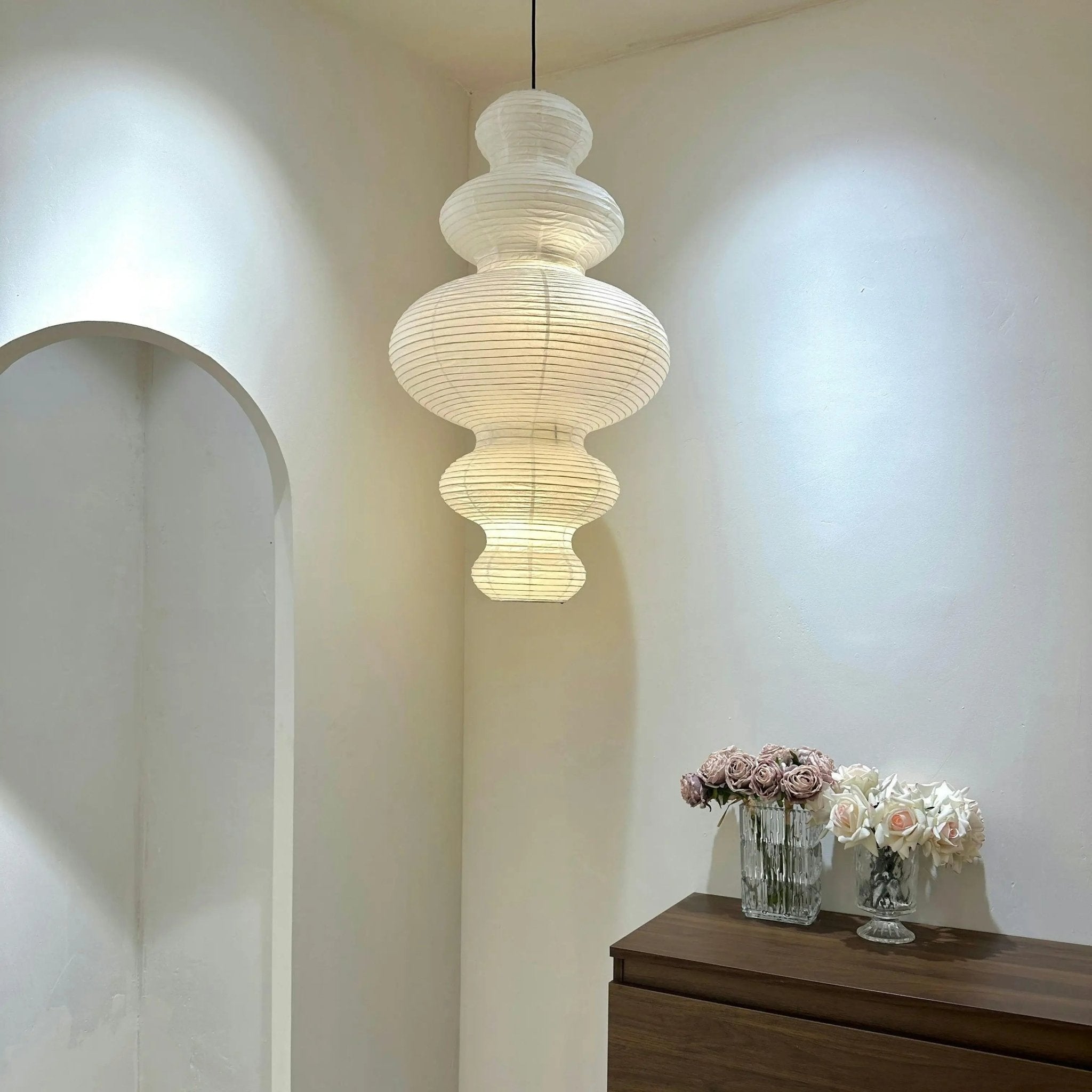 Luminous Rice Paper Pendant Lamp Sculptural Ceiling Light For Ambient Rooms