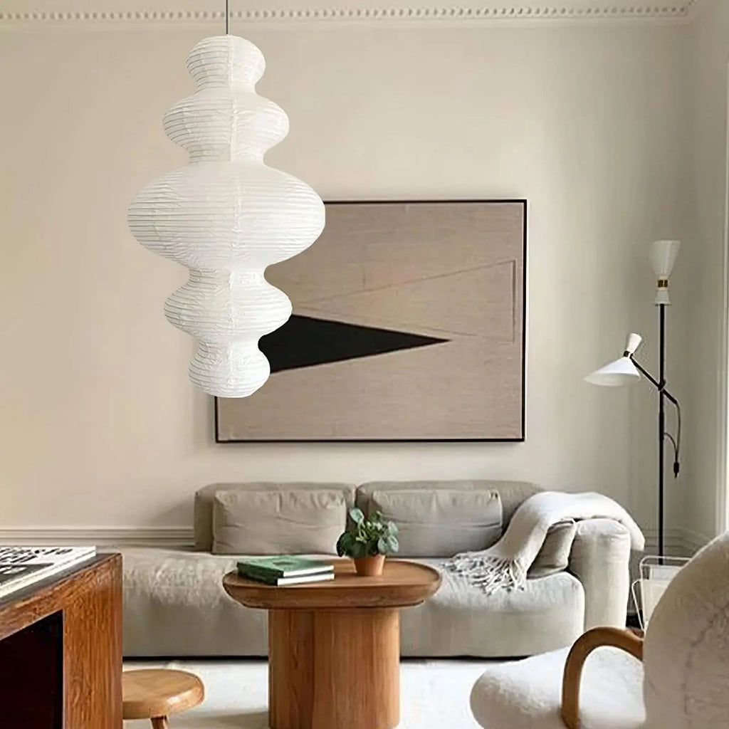 Luminous Rice Paper Pendant Lamp Sculptural Ceiling Light For Ambient Rooms