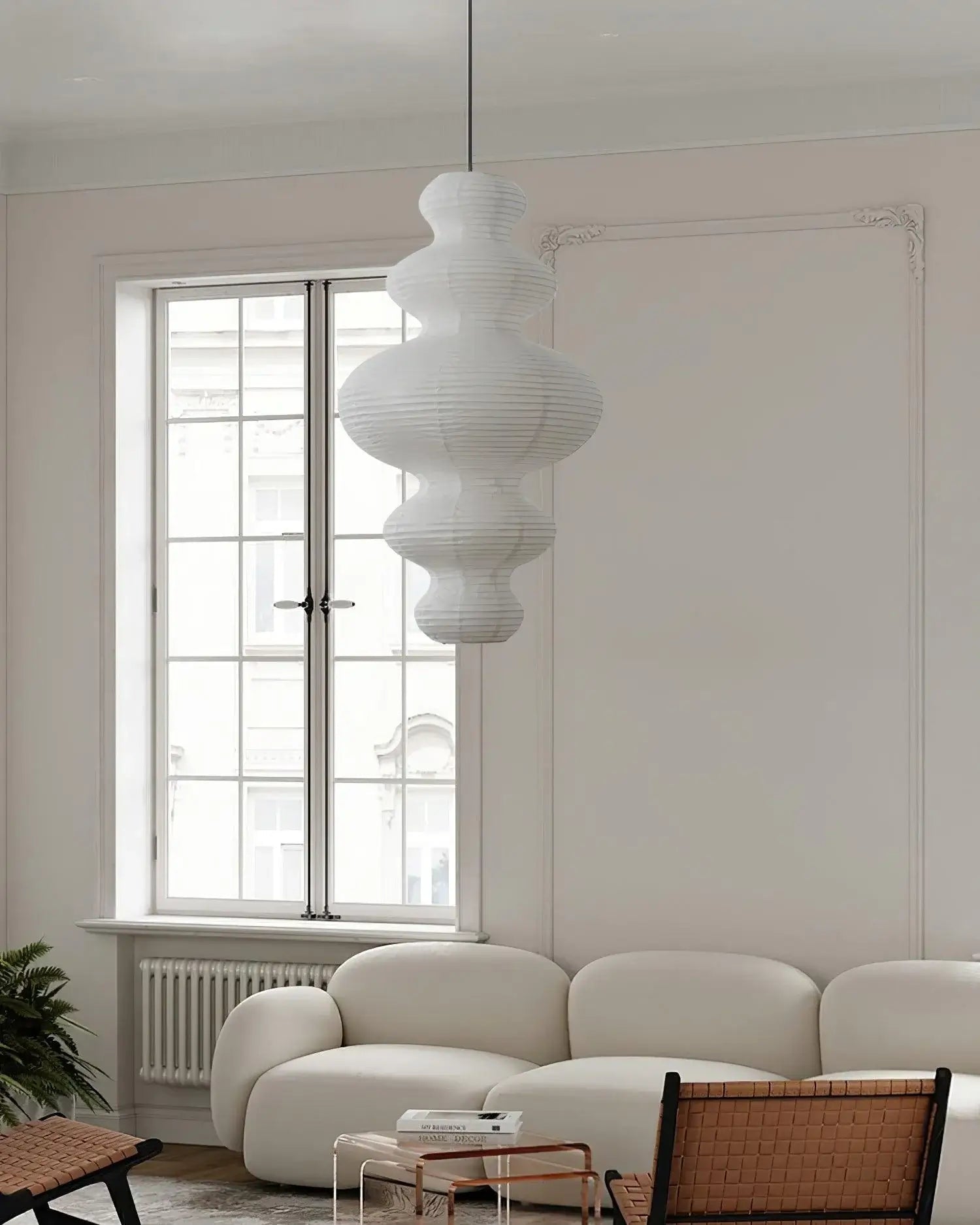 Luminous Rice Paper Pendant Lamp Sculptural Ceiling Light For Ambient Rooms