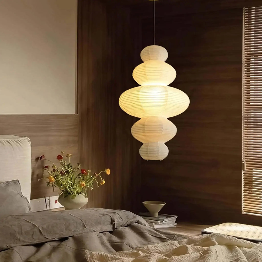 Luminous Rice Paper Pendant Lamp Sculptural Ceiling Light For Ambient Rooms