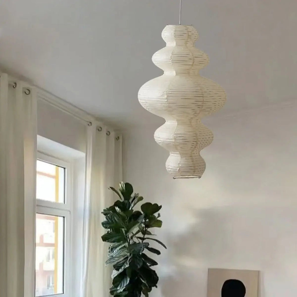 Luminous Rice Paper Pendant Lamp Sculptural Ceiling Light For Ambient Rooms
