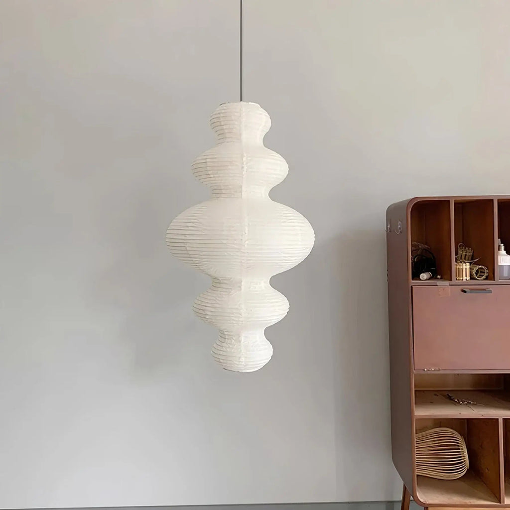 Luminous Rice Paper Pendant Lamp Sculptural Ceiling Light For Ambient Rooms
