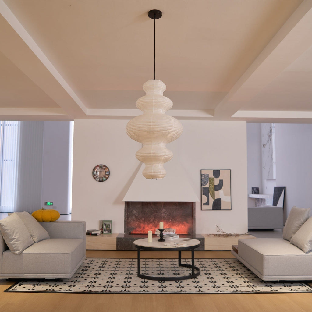 Luminous Rice Paper Pendant Lamp Sculptural Ceiling Light For Ambient Rooms