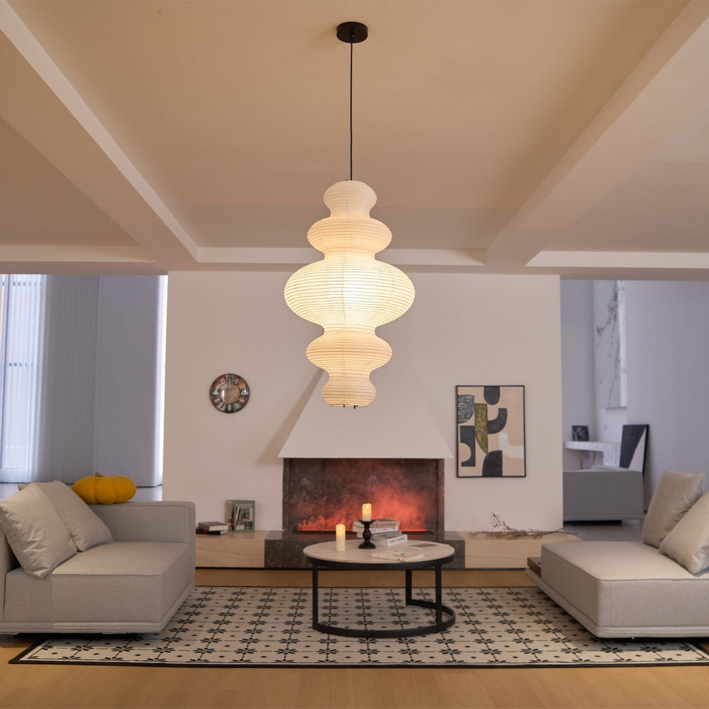 Luminous Rice Paper Pendant Lamp Sculptural Ceiling Light For Ambient Rooms