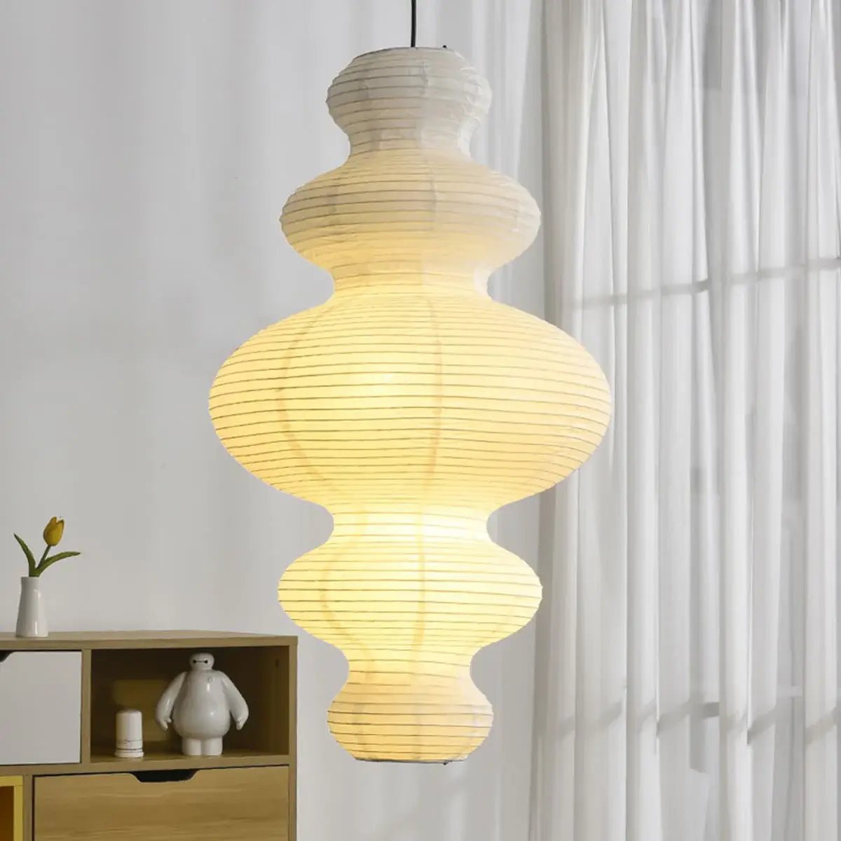 Luminous Rice Paper Pendant Lamp Sculptural Ceiling Light For Ambient Rooms