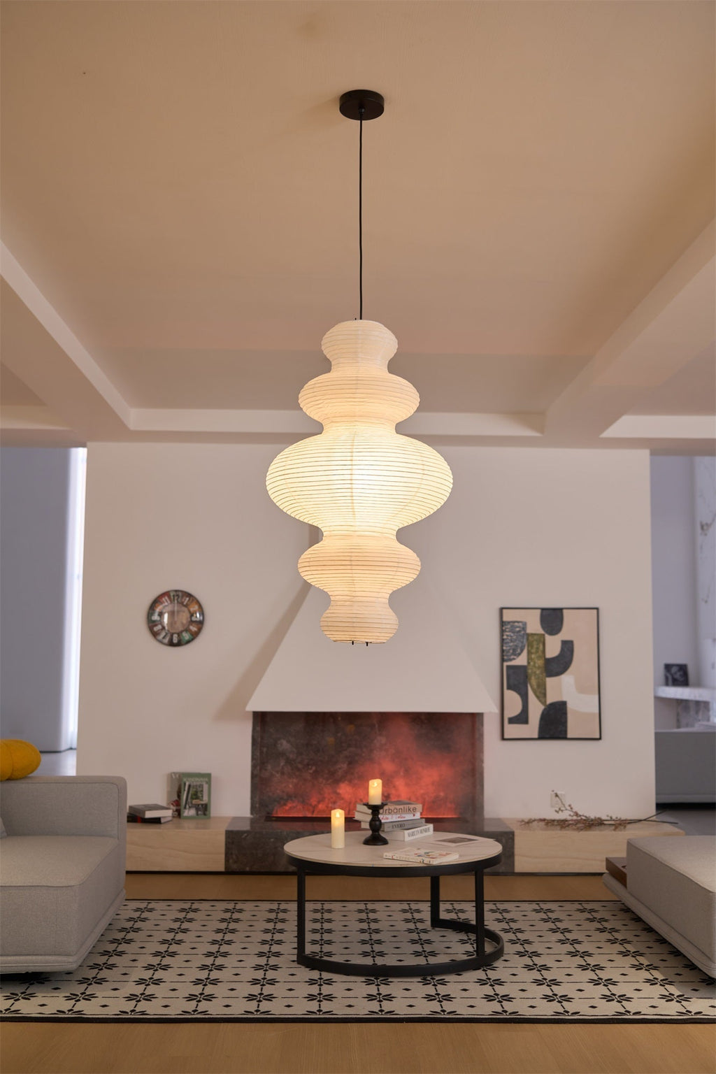 Luminous Rice Paper Pendant Lamp Sculptural Ceiling Light For Ambient Rooms
