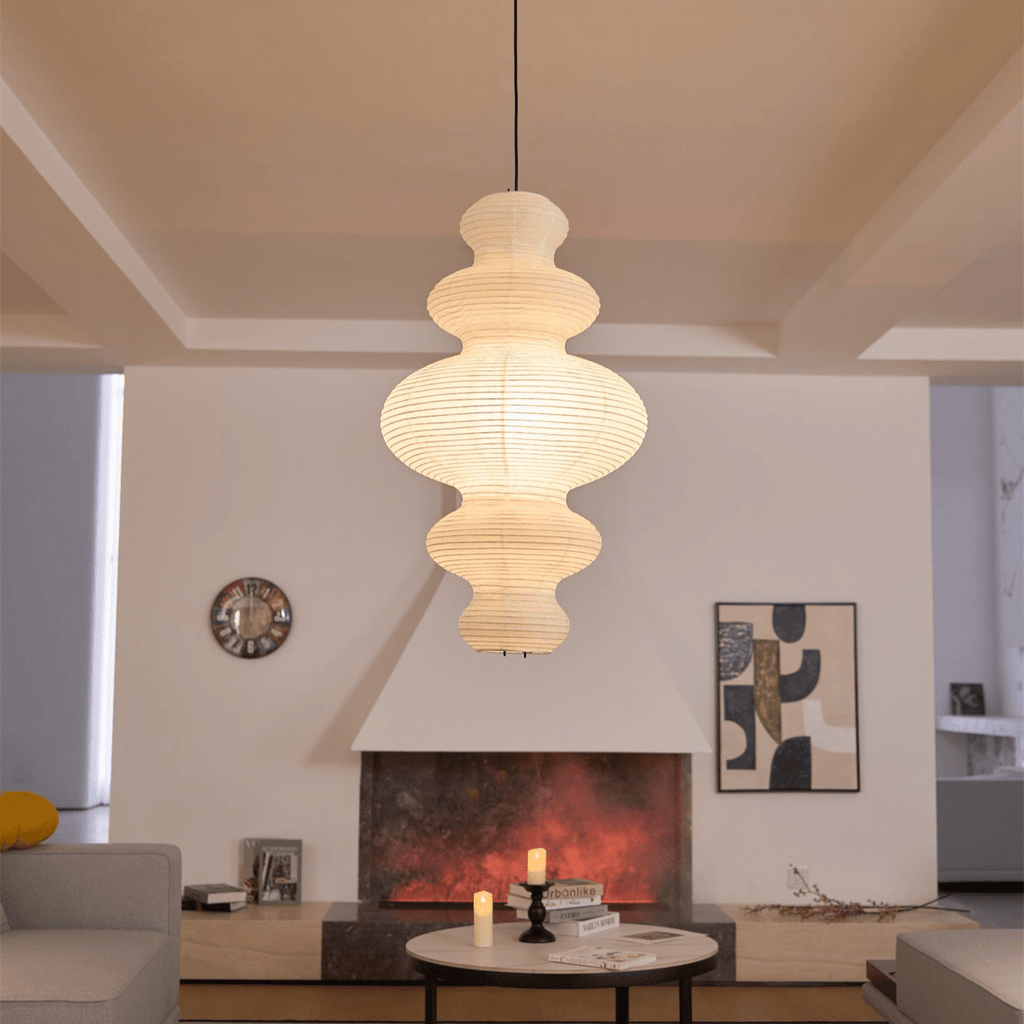Luminous Rice Paper Pendant Lamp Sculptural Ceiling Light For Ambient Rooms