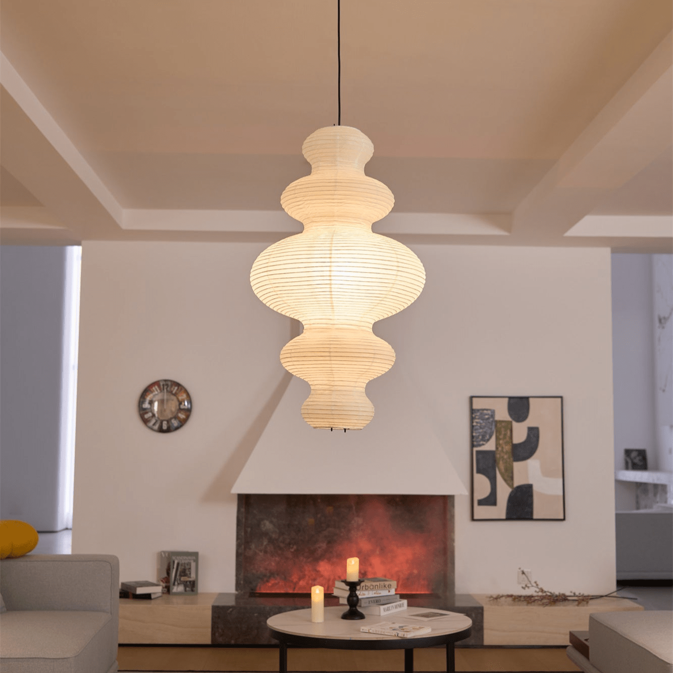 Luminous Rice Paper Pendant Lamp Sculptural Ceiling Light For Ambient Rooms