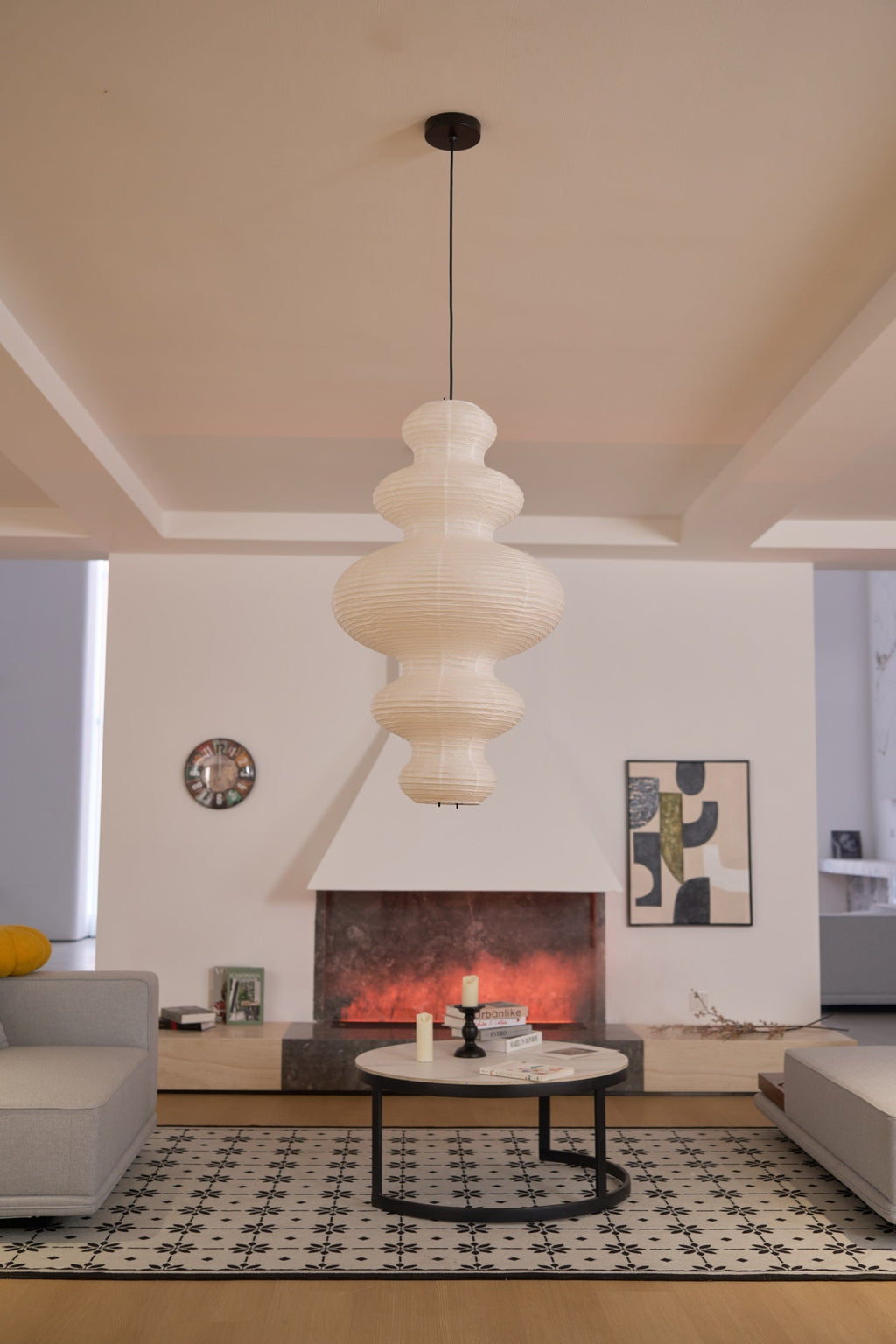 Luminous Rice Paper Pendant Lamp Sculptural Ceiling Light For Ambient Rooms