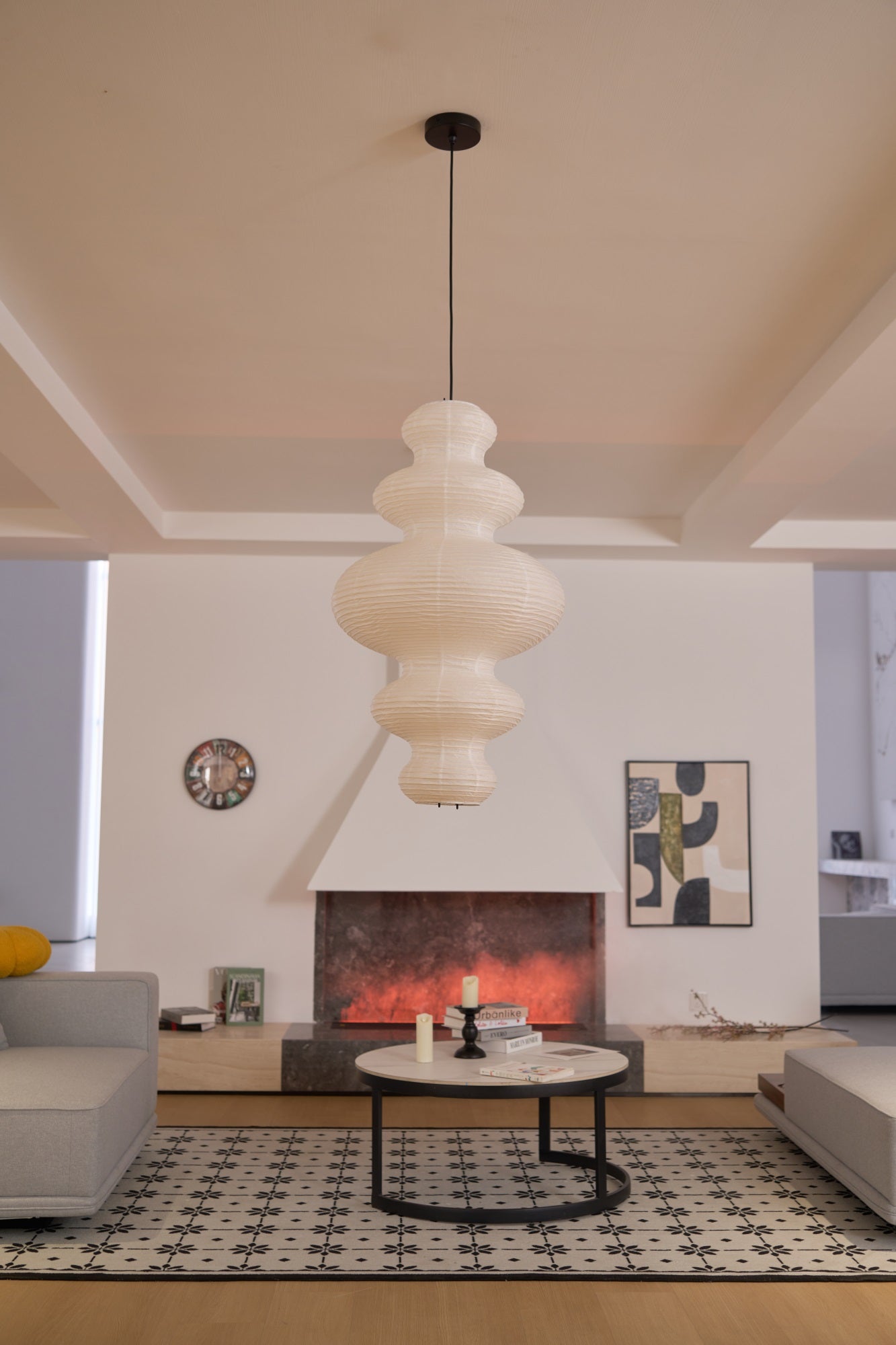 Luminous Rice Paper Pendant Lamp Sculptural Ceiling Light For Ambient Rooms