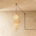 LumenRipple Rice Paper Pendant Lamp Plug In Swag Light Handcrafted