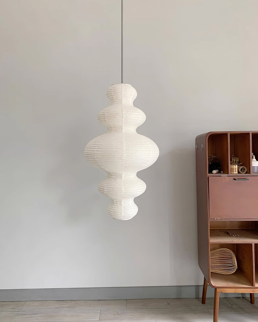 LumenRipple Rice Paper Pendant Lamp Plug In Swag Light Handcrafted