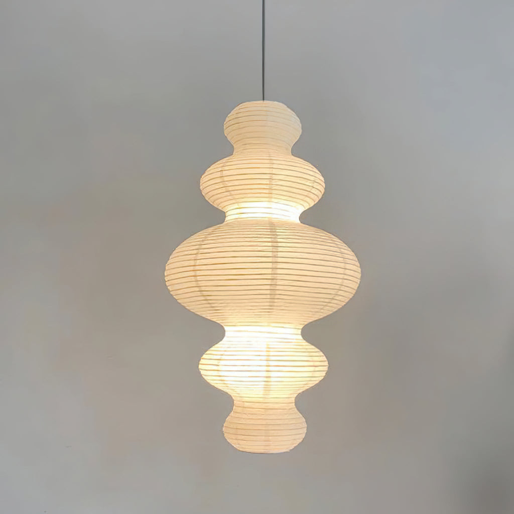 LumenRipple Rice Paper Pendant Lamp Plug In Swag Light Handcrafted