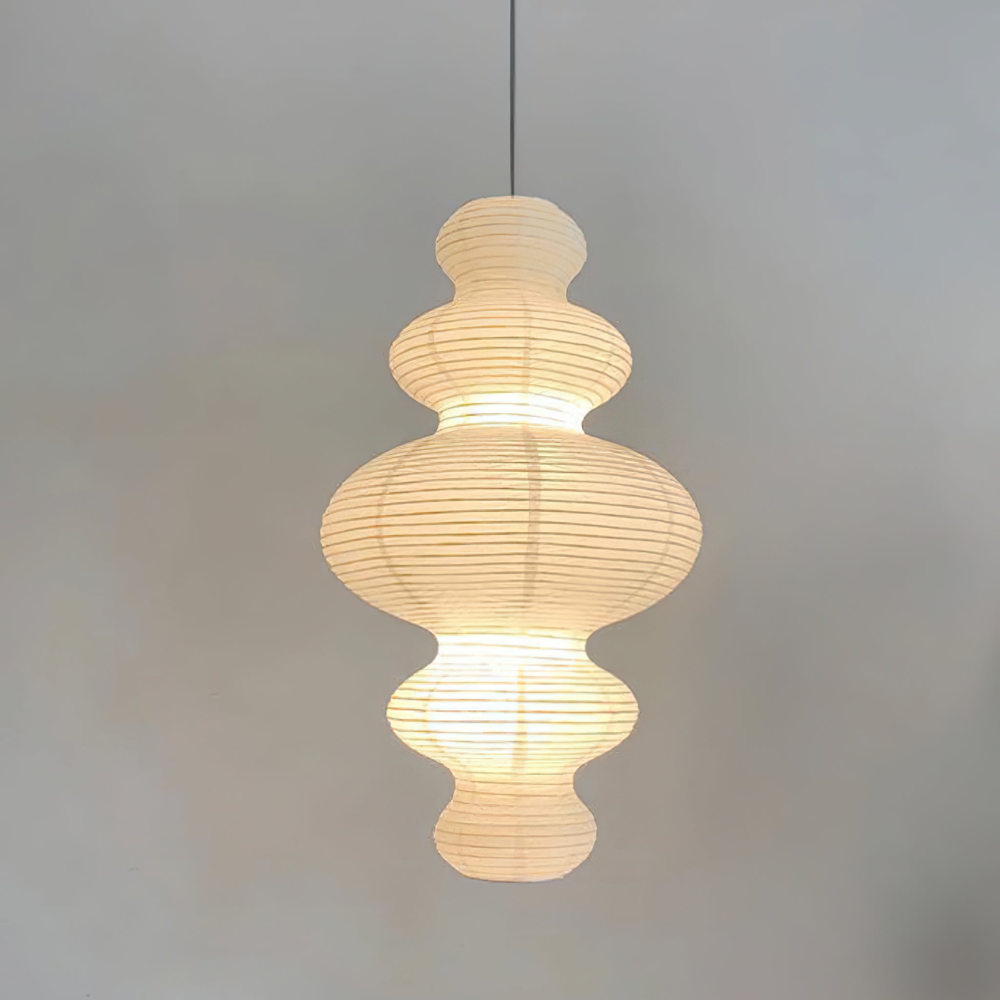 LumenRipple Rice Paper Pendant Lamp Plug In Swag Light Handcrafted